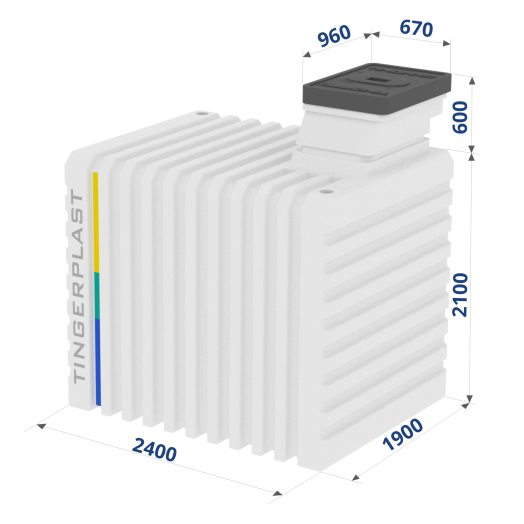 Бесшовный пластиковый погреб Тингард 2500 (Ш1,9 х Д2,4 х В2,1), 740 кг, 10 м³