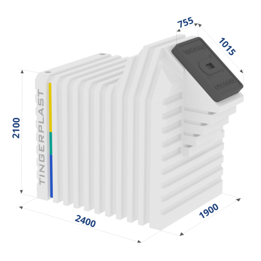 Бесшовный пластиковый погреб Тингард 2500 Б (с боковым выходом) (Ш1,9 х Д3,0 х В2,7), 760 кг, 10 м³