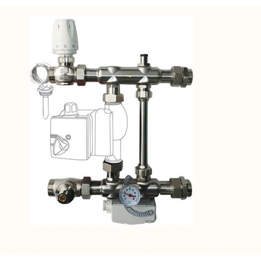 Насосно-смесительный узел TRm с термостатическим клапаном и байпасом, с насосом 