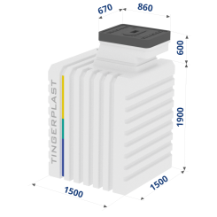 Бесшовный пластиковый погреб Тингард 1500 (Ш1,5 х Д1,5 х В1,9), 430 кг, 4,5 м³