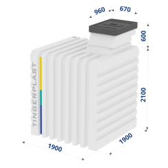 Бесшовный пластиковый погреб Тингард 1900 (Ш1,9 х Д1,9 х В2,1), 650 кг, 7,5 м³