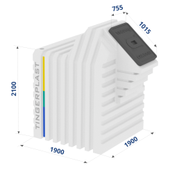 Бесшовный пластиковый погреб Тингард 1900 Б (с боковым выходом) (Ш1,9 х Д2,5 х В2,7), 670 кг, 7,5 м³