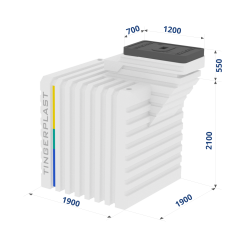 Бесшовный пластиковый погреб Тингард 1900 К (с вехним выходом) (Ш1,9 х Д2,5 х В2,1), 650 кг, 7,5 м³
