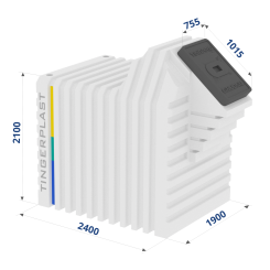 Бесшовный пластиковый погреб Тингард 2500 Б (с боковым выходом) (Ш1,9 х Д3,0 х В2,7), 760 кг, 10 м³