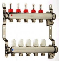Коллектор из нержавеющей стали TeRma в сборе с расходомерами, 5 выходов